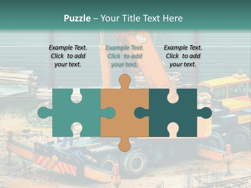 A Man Standing Next To A Yellow Crane PowerPoint Template