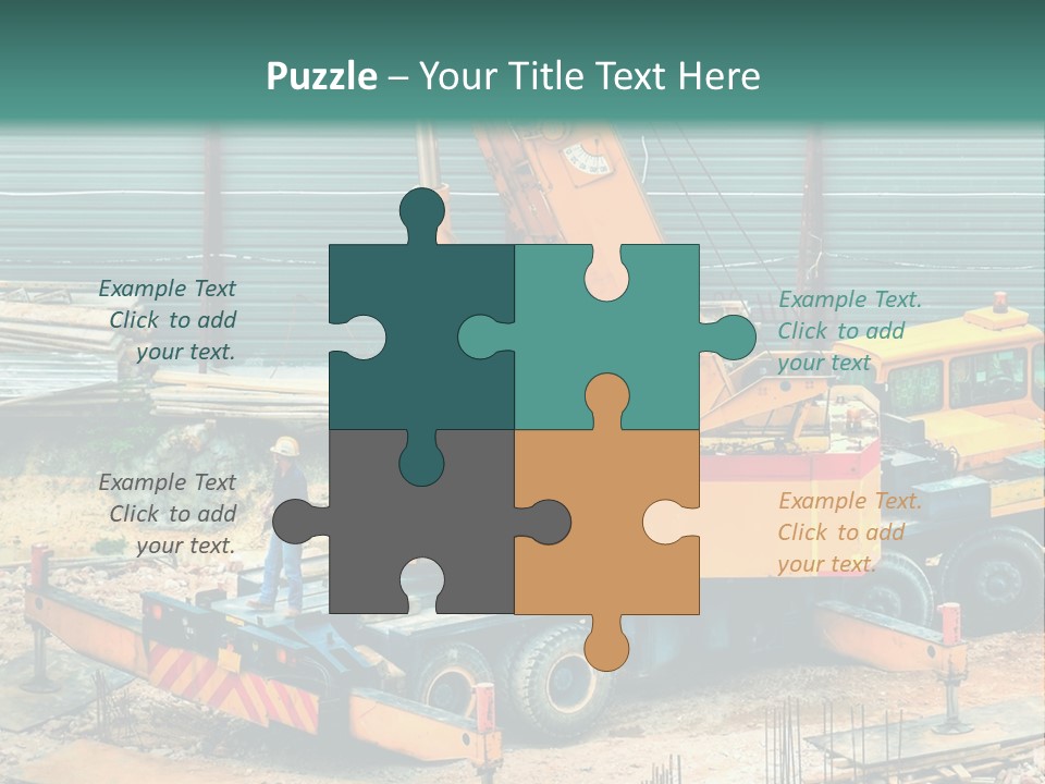 A Man Standing Next To A Yellow Crane PowerPoint Template