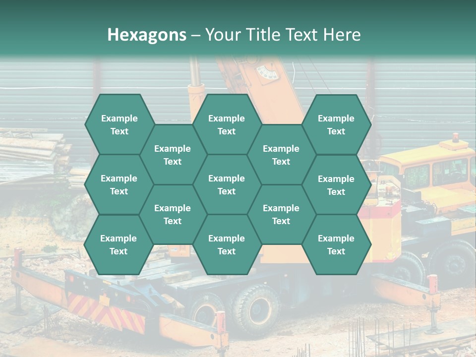 A Man Standing Next To A Yellow Crane PowerPoint Template