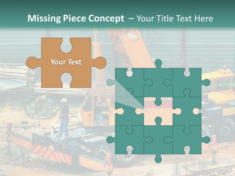 A Man Standing Next To A Yellow Crane PowerPoint Template