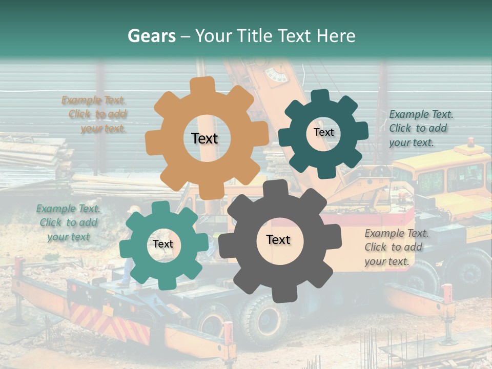 A Man Standing Next To A Yellow Crane PowerPoint Template