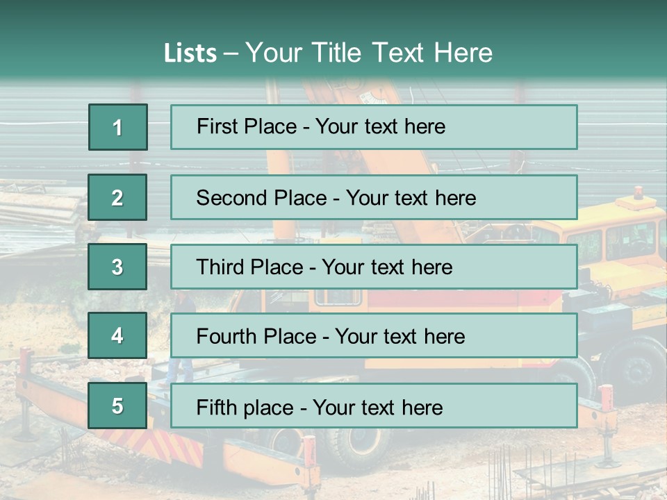 A Man Standing Next To A Yellow Crane PowerPoint Template