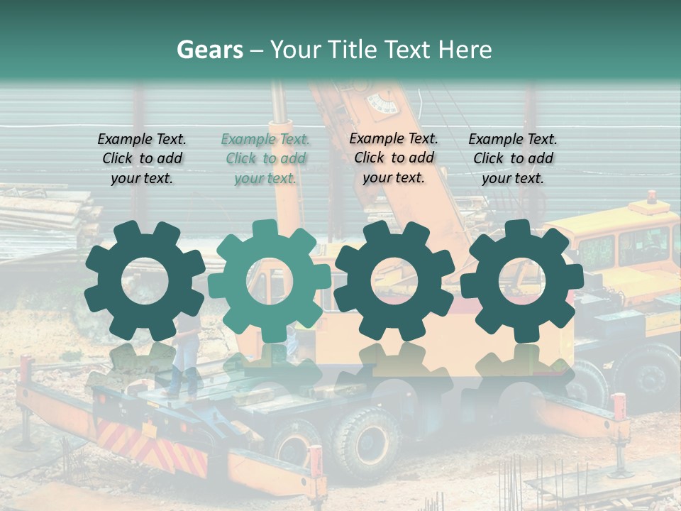 A Man Standing Next To A Yellow Crane PowerPoint Template