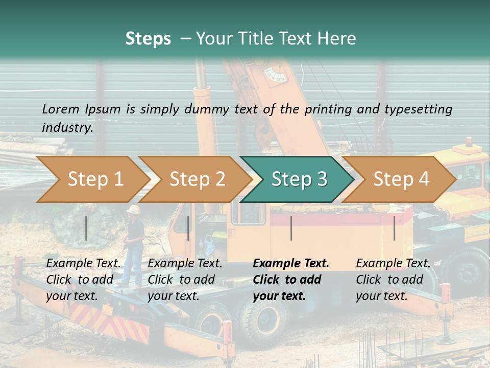 A Man Standing Next To A Yellow Crane PowerPoint Template