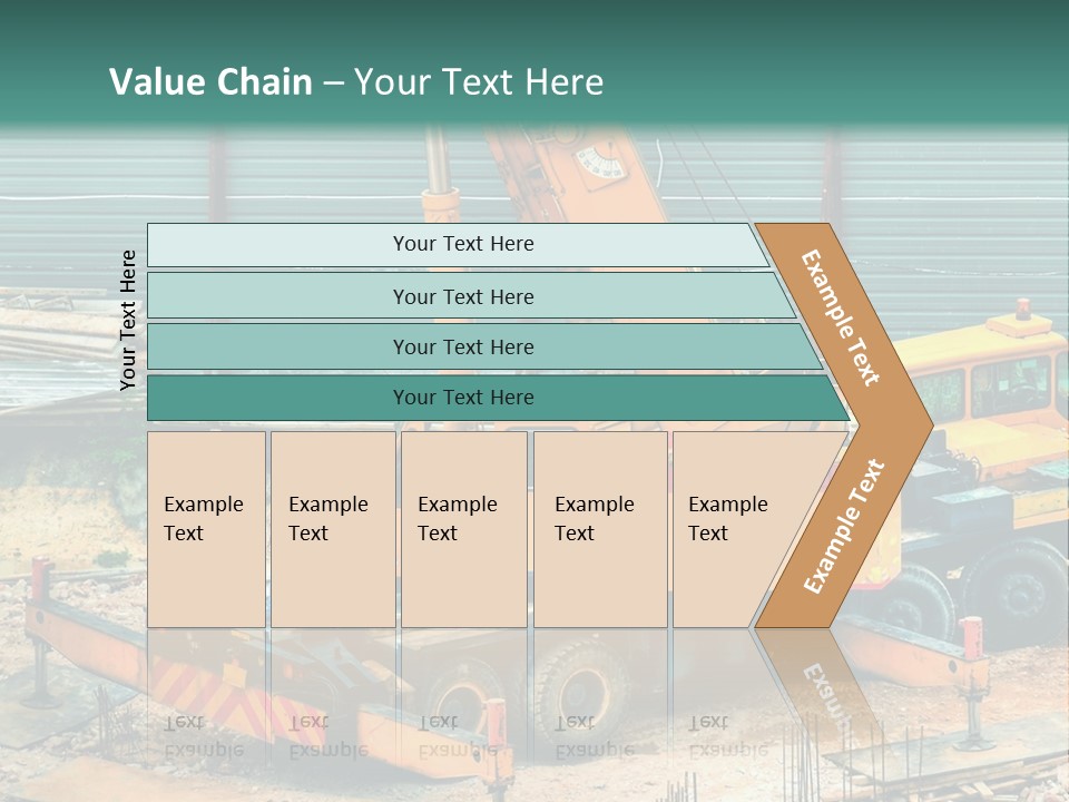 A Man Standing Next To A Yellow Crane PowerPoint Template
