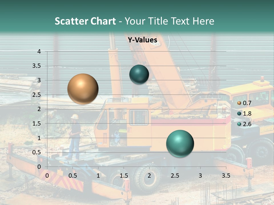 A Man Standing Next To A Yellow Crane PowerPoint Template