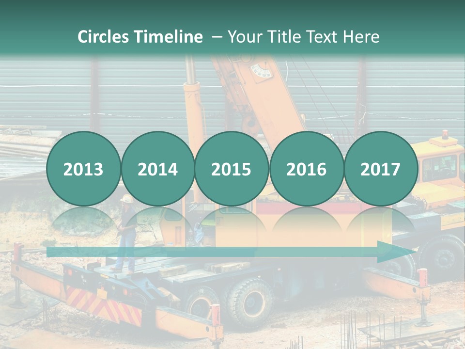 A Man Standing Next To A Yellow Crane PowerPoint Template