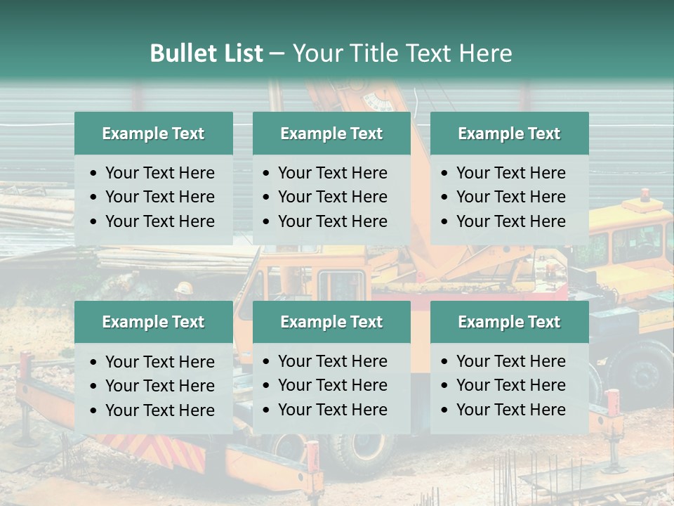 A Man Standing Next To A Yellow Crane PowerPoint Template