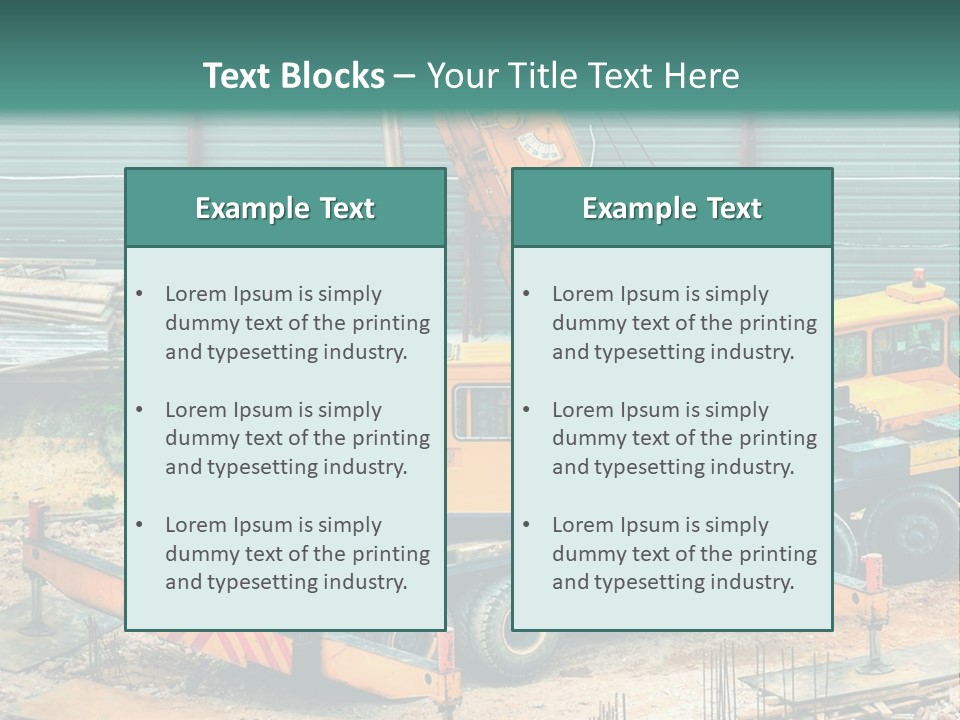 A Man Standing Next To A Yellow Crane PowerPoint Template
