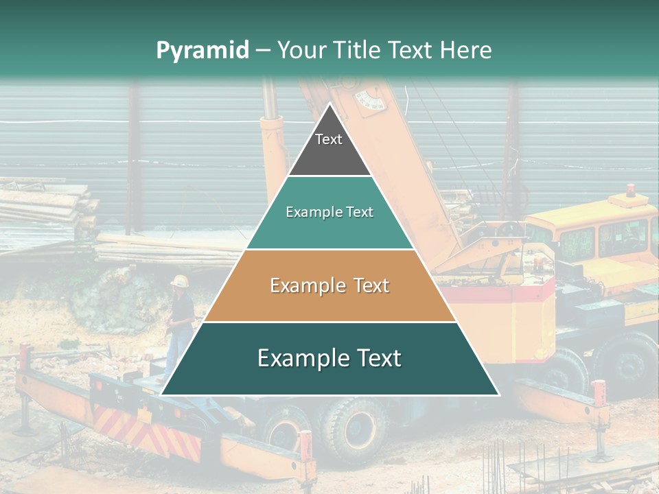 A Man Standing Next To A Yellow Crane PowerPoint Template