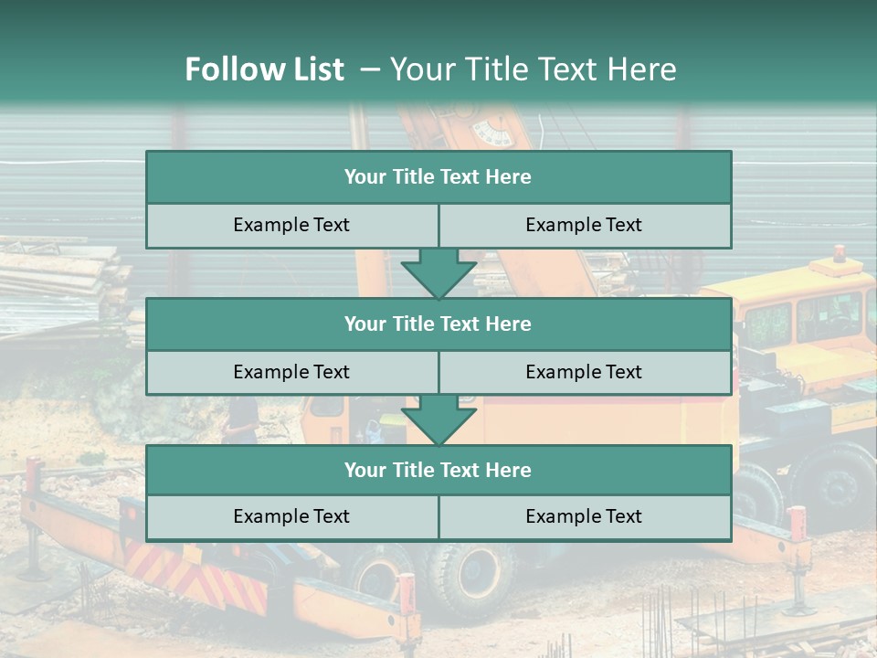 A Man Standing Next To A Yellow Crane PowerPoint Template