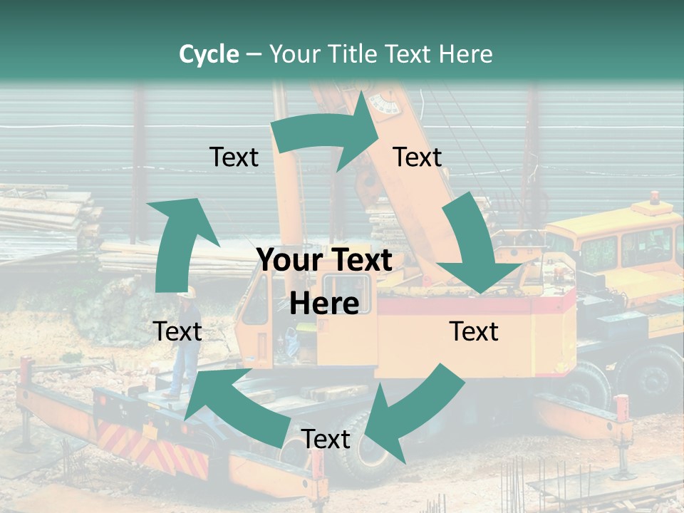 A Man Standing Next To A Yellow Crane PowerPoint Template