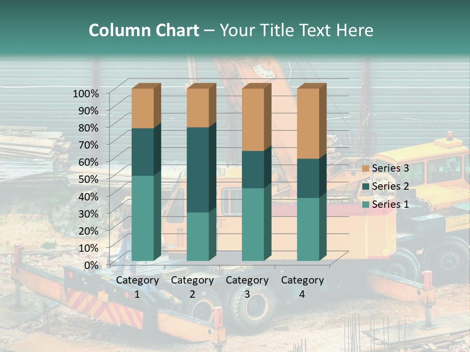 A Man Standing Next To A Yellow Crane PowerPoint Template