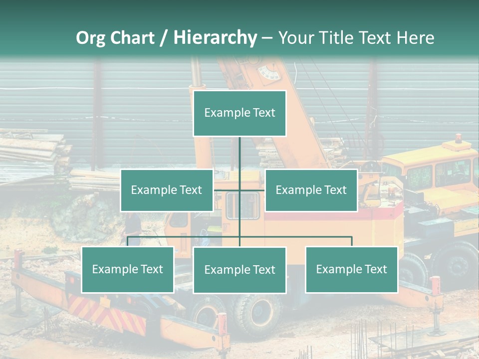 A Man Standing Next To A Yellow Crane PowerPoint Template