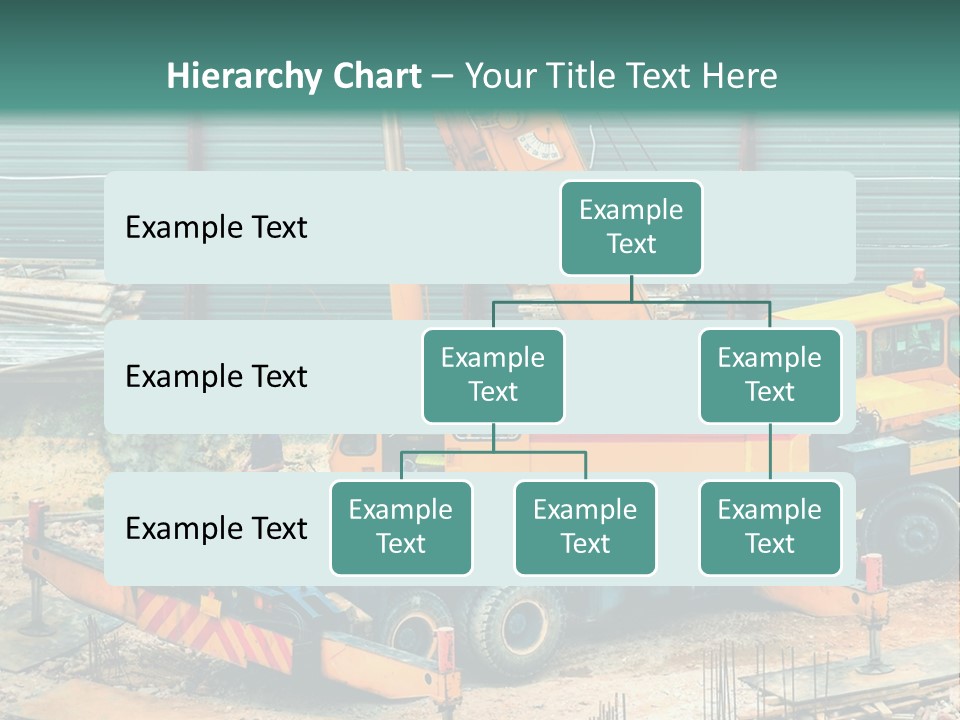 A Man Standing Next To A Yellow Crane PowerPoint Template