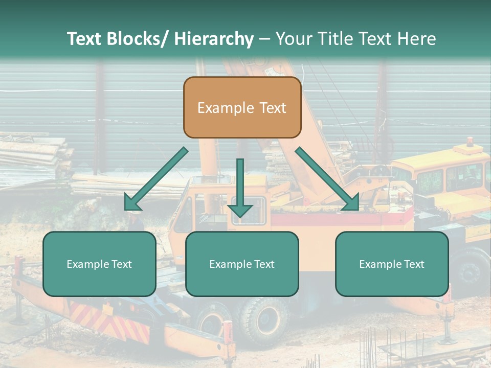 A Man Standing Next To A Yellow Crane PowerPoint Template