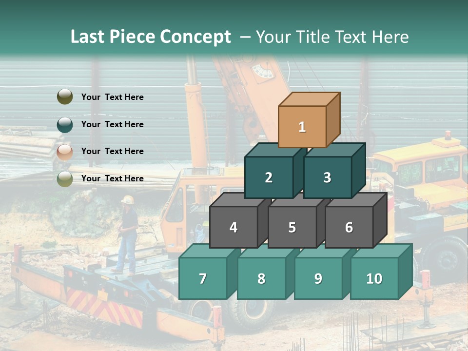 A Man Standing Next To A Yellow Crane PowerPoint Template