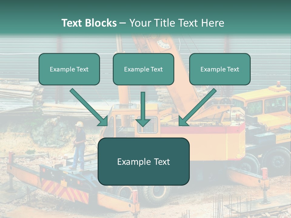 A Man Standing Next To A Yellow Crane PowerPoint Template