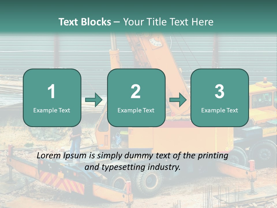 A Man Standing Next To A Yellow Crane PowerPoint Template