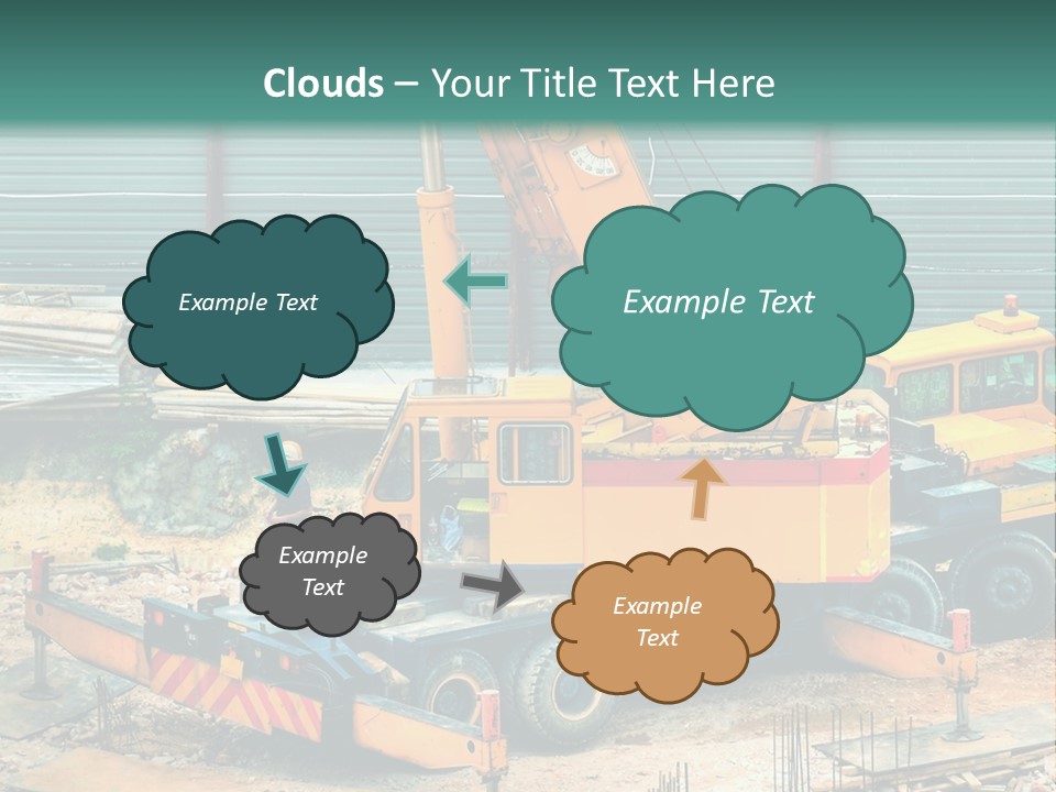 A Man Standing Next To A Yellow Crane PowerPoint Template