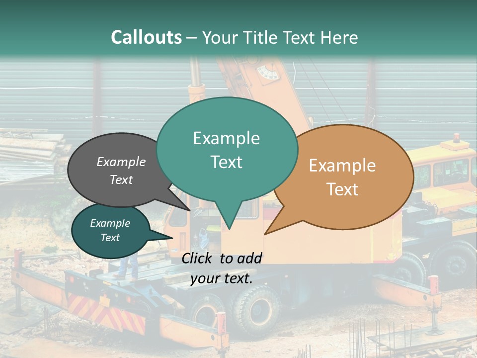A Man Standing Next To A Yellow Crane PowerPoint Template