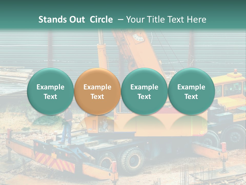 A Man Standing Next To A Yellow Crane PowerPoint Template