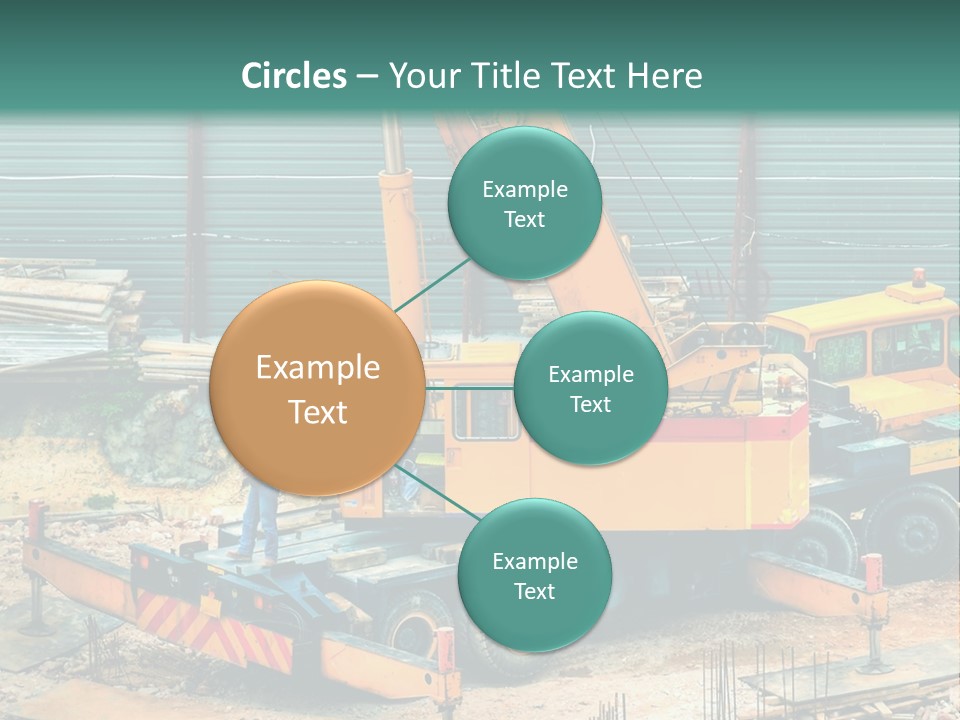 A Man Standing Next To A Yellow Crane PowerPoint Template