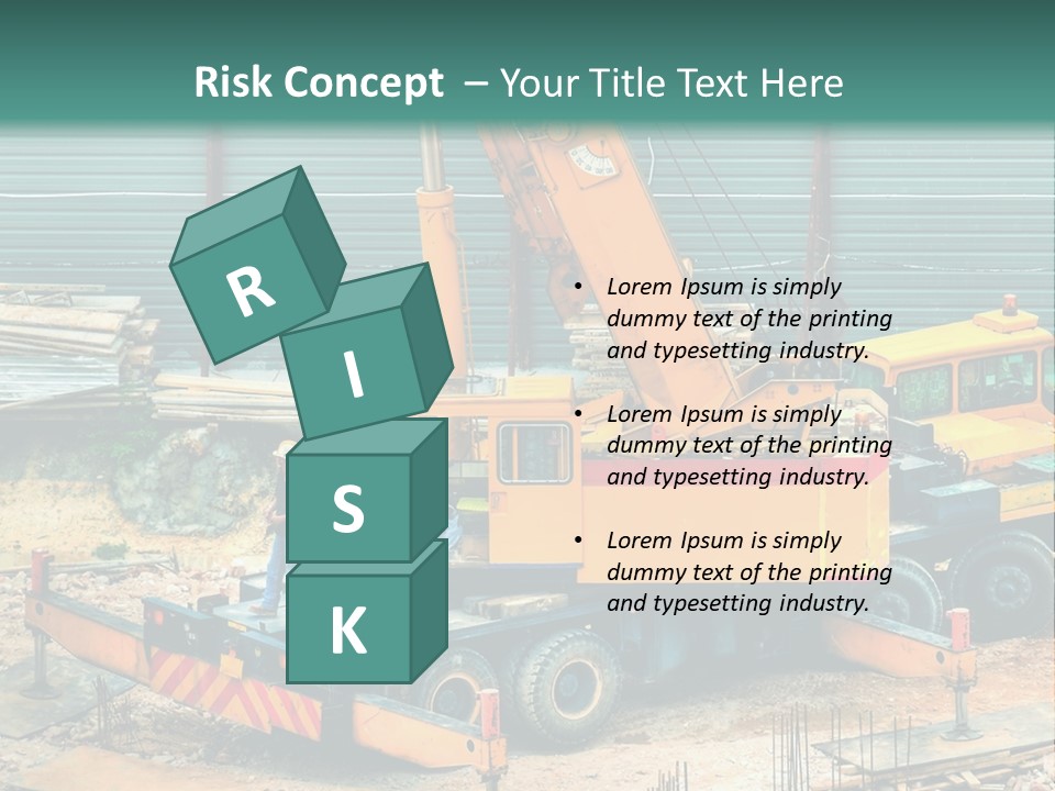 A Man Standing Next To A Yellow Crane PowerPoint Template