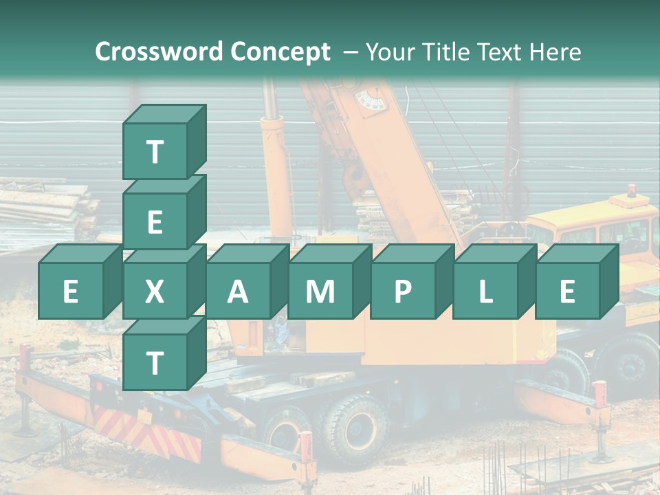 A Man Standing Next To A Yellow Crane PowerPoint Template