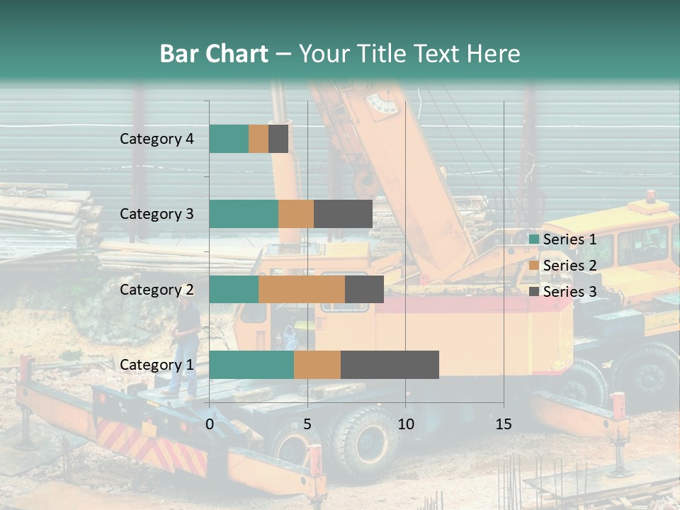 A Man Standing Next To A Yellow Crane PowerPoint Template