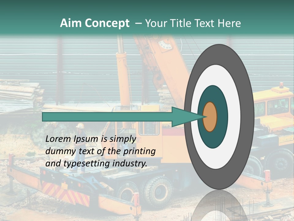 A Man Standing Next To A Yellow Crane PowerPoint Template