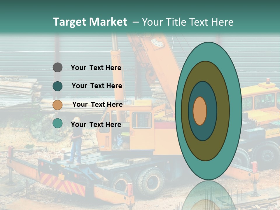 A Man Standing Next To A Yellow Crane PowerPoint Template