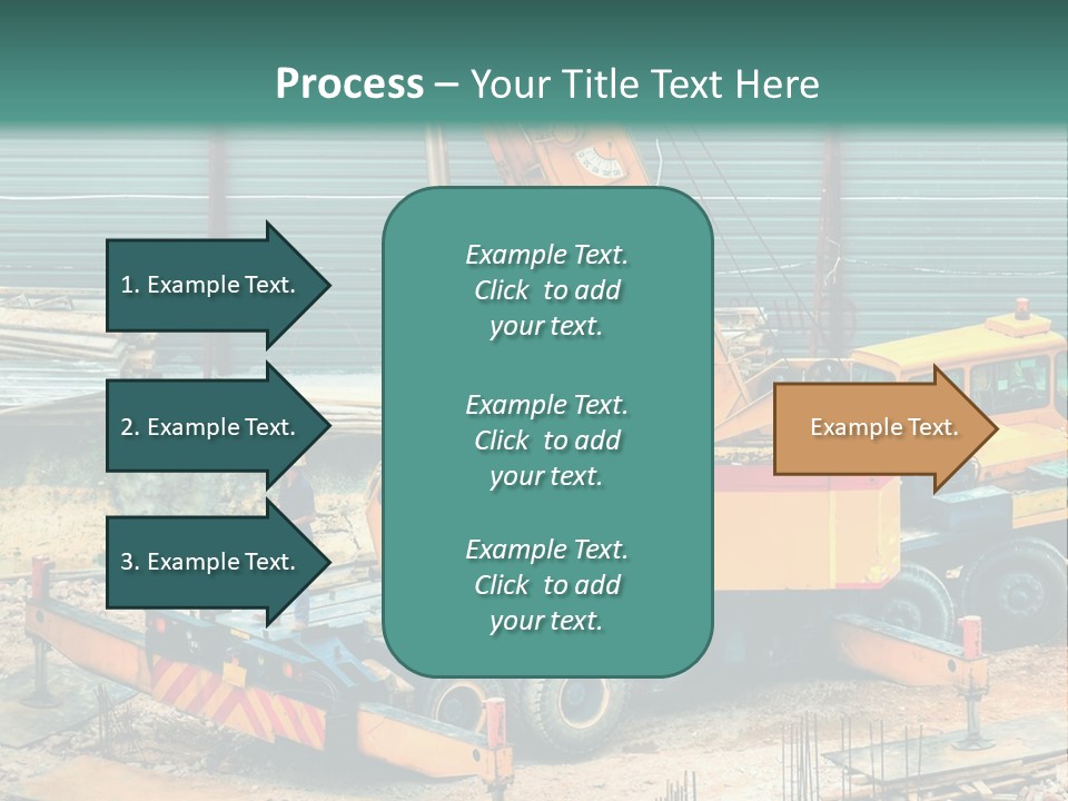 A Man Standing Next To A Yellow Crane PowerPoint Template
