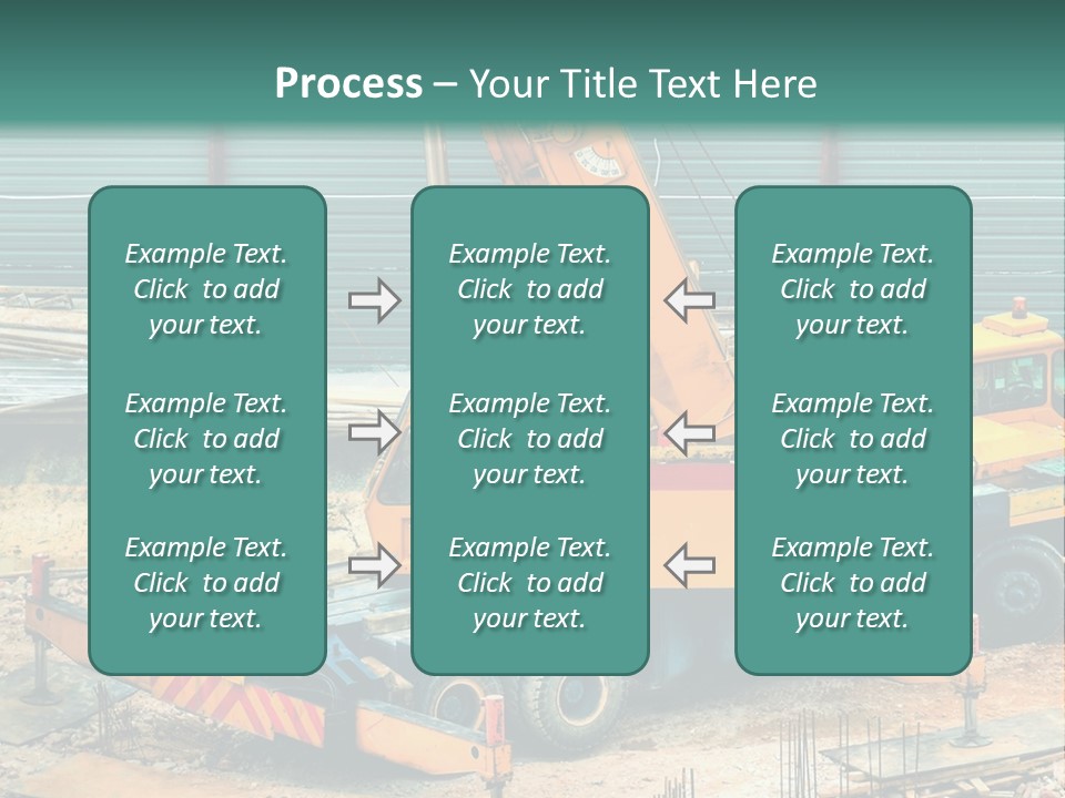 A Man Standing Next To A Yellow Crane PowerPoint Template