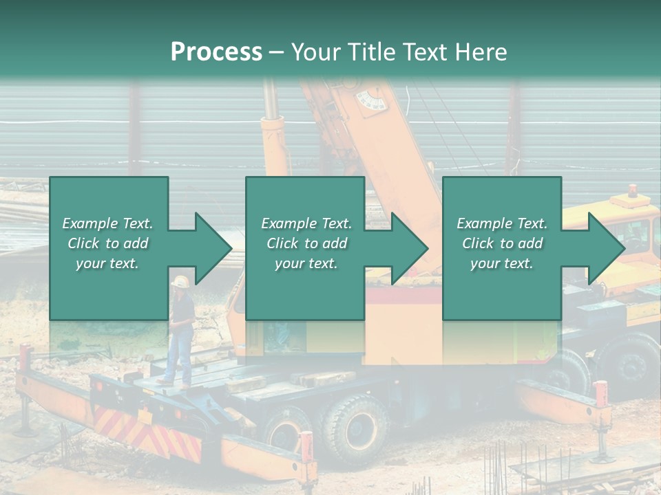 A Man Standing Next To A Yellow Crane PowerPoint Template