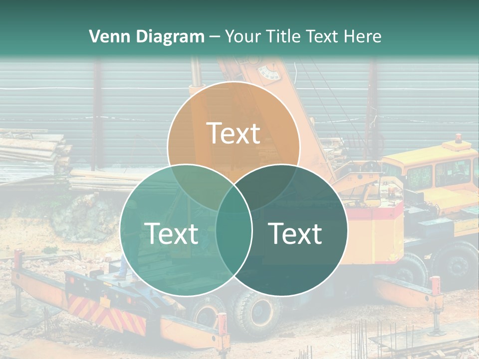 A Man Standing Next To A Yellow Crane PowerPoint Template