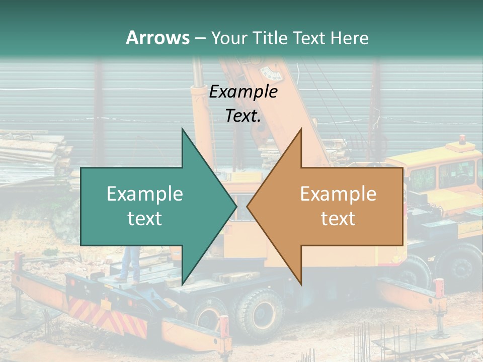 A Man Standing Next To A Yellow Crane PowerPoint Template