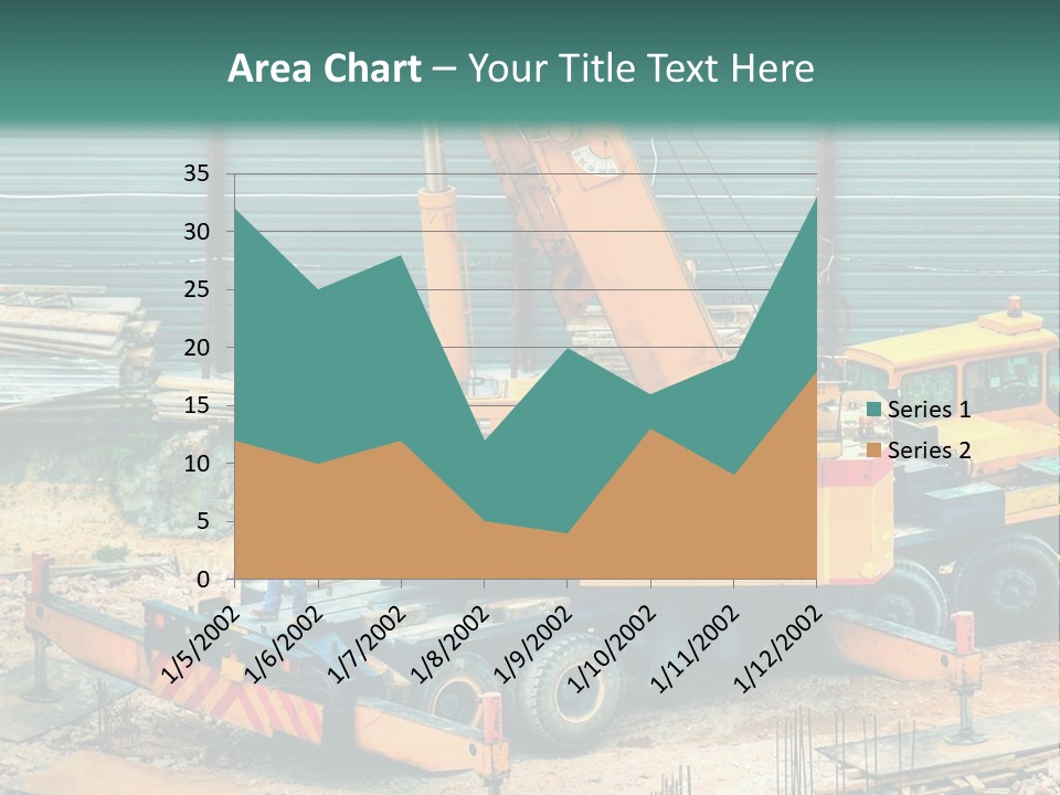 A Man Standing Next To A Yellow Crane PowerPoint Template