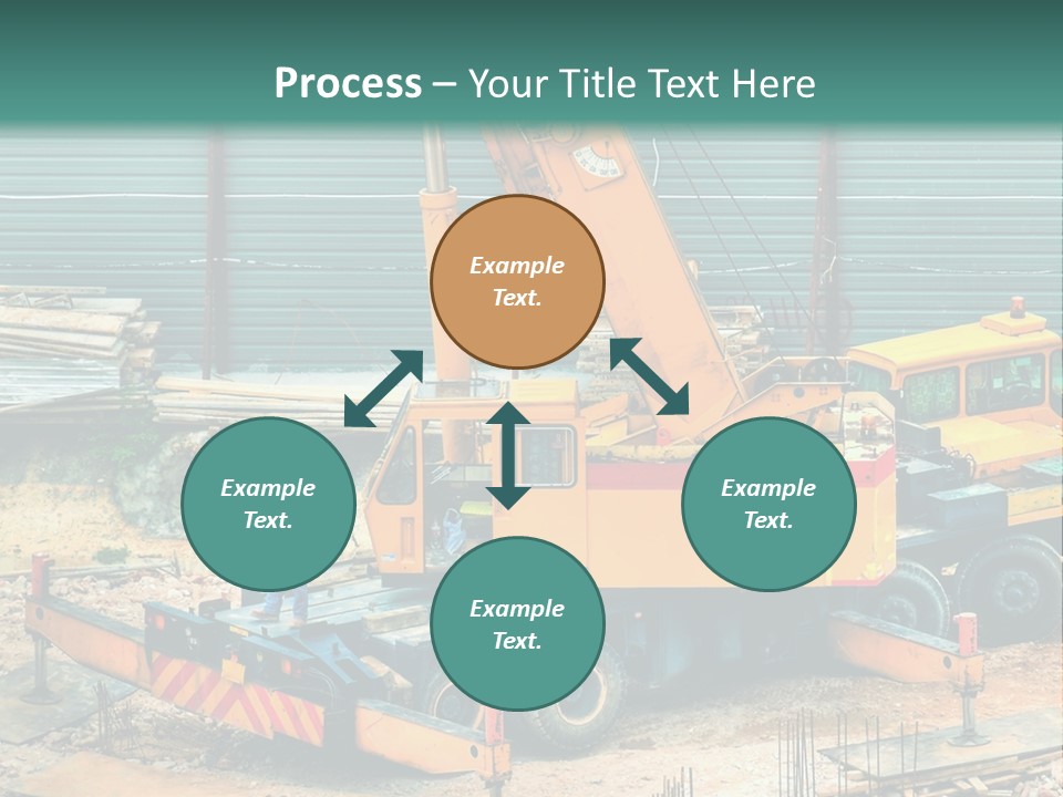 A Man Standing Next To A Yellow Crane PowerPoint Template