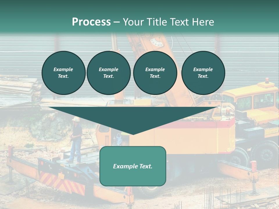 A Man Standing Next To A Yellow Crane PowerPoint Template