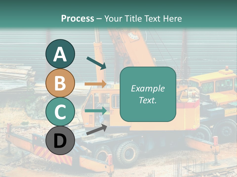 A Man Standing Next To A Yellow Crane PowerPoint Template