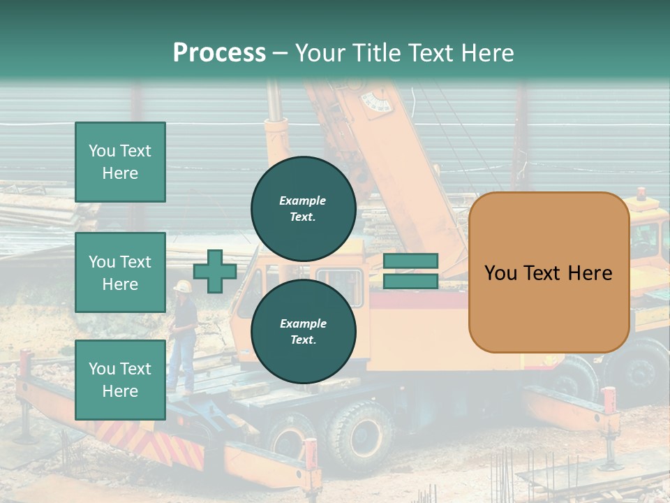 A Man Standing Next To A Yellow Crane PowerPoint Template