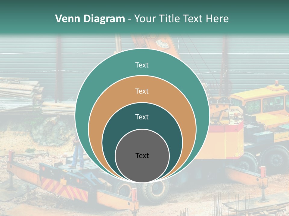 A Man Standing Next To A Yellow Crane PowerPoint Template