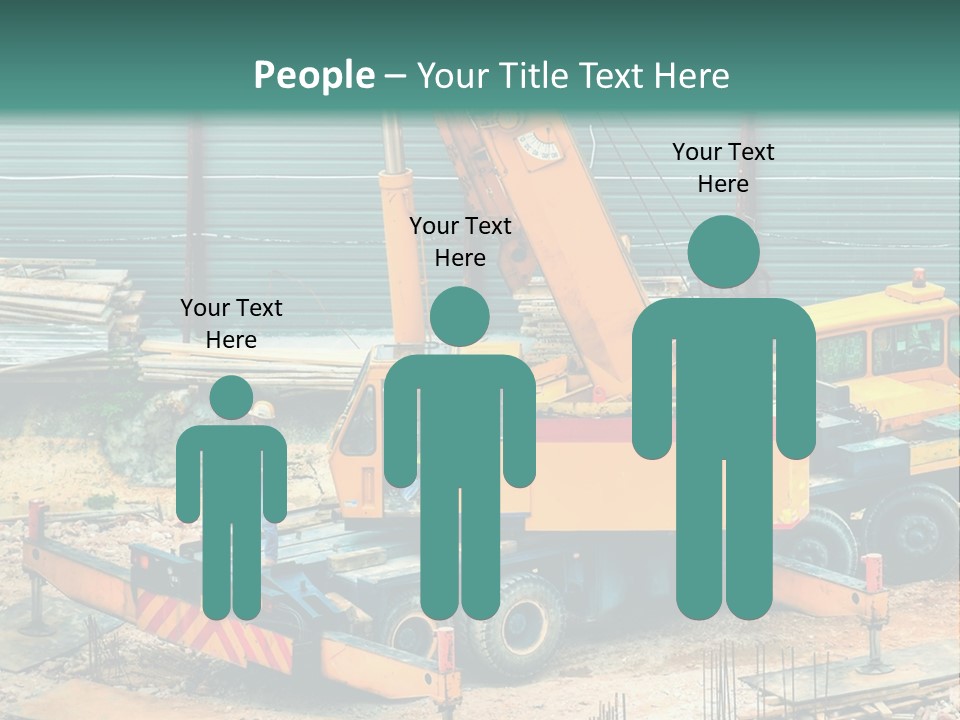 A Man Standing Next To A Yellow Crane PowerPoint Template