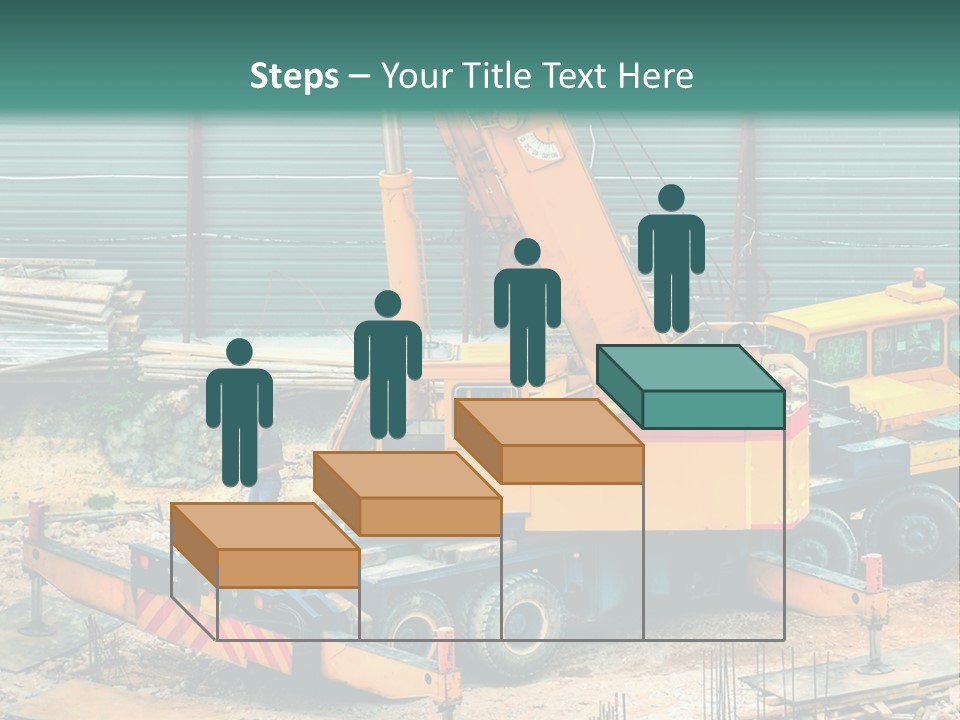 A Man Standing Next To A Yellow Crane PowerPoint Template