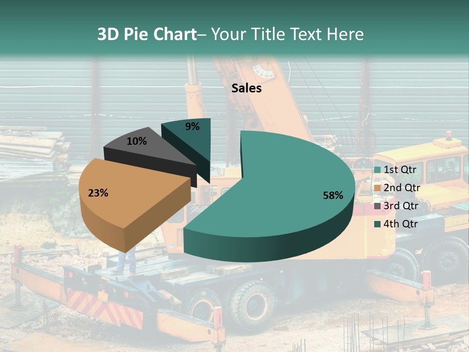 A Man Standing Next To A Yellow Crane PowerPoint Template
