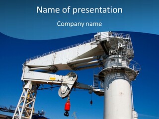 A Crane Is Lifting A Large Piece Of Equipment PowerPoint Template