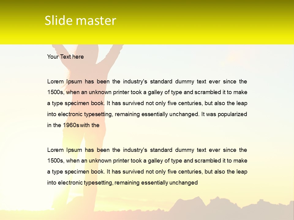 A Woman Raising Her Arms In The Air PowerPoint Template