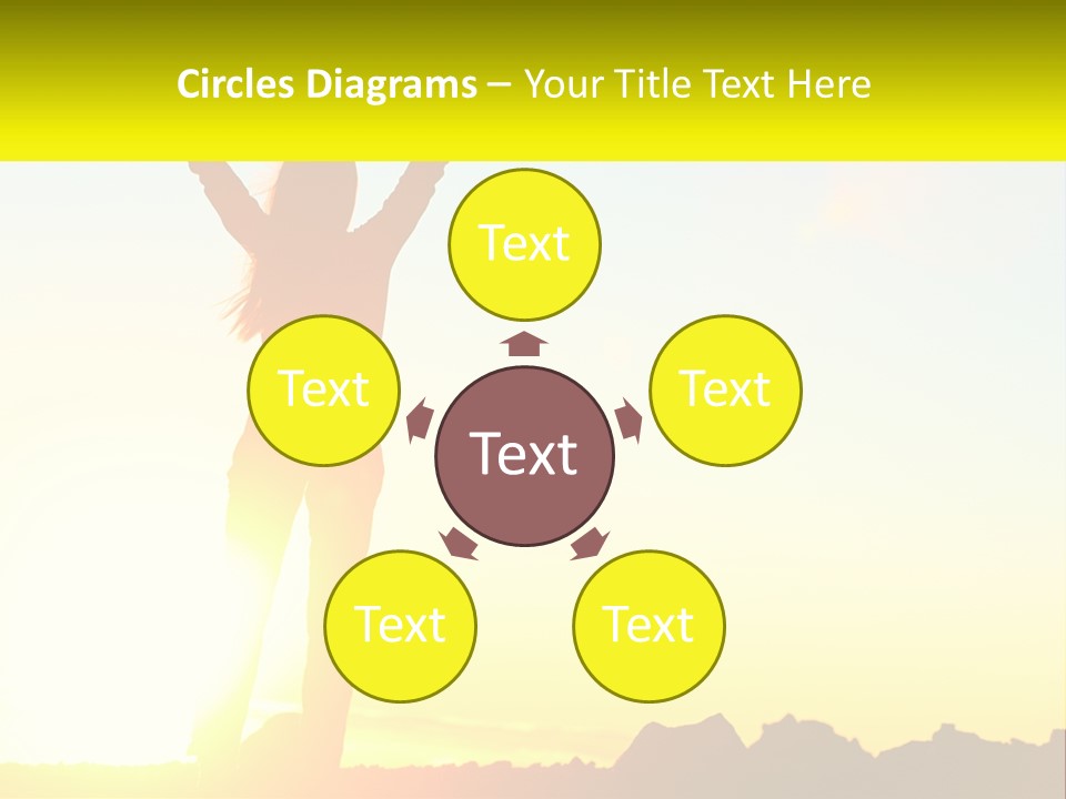 A Woman Raising Her Arms In The Air PowerPoint Template