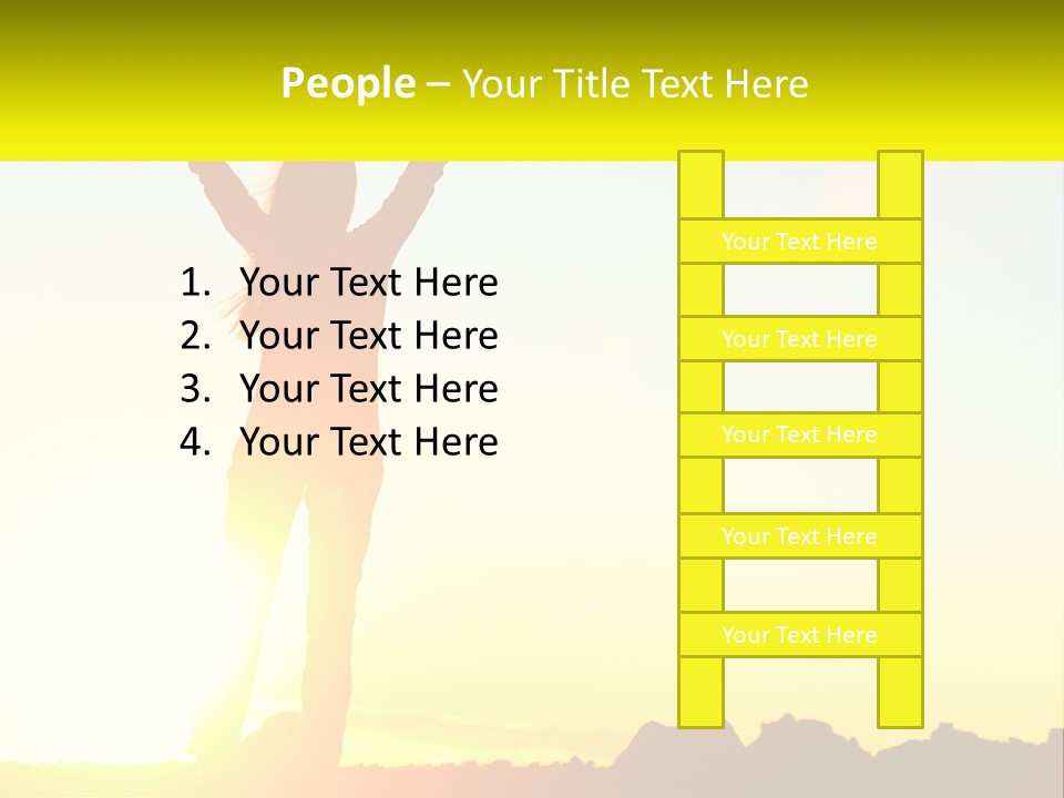 A Woman Raising Her Arms In The Air PowerPoint Template